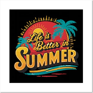 Life is Better in Summer Sunset Vintage Palms Beach Vibes Posters and Art